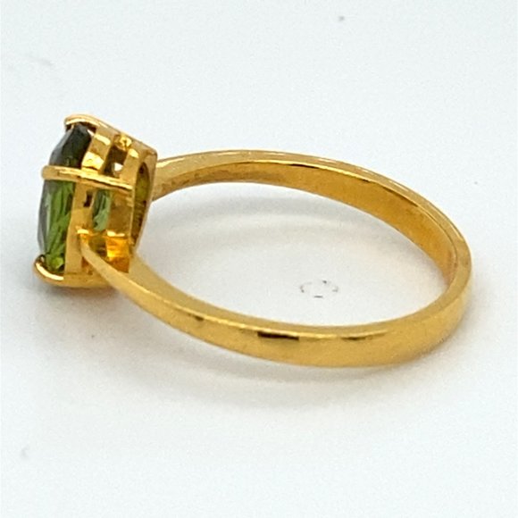 Green Tourmaline 1.70ct Solid 22K Yellow Gold Ring - Picture 7 of 8